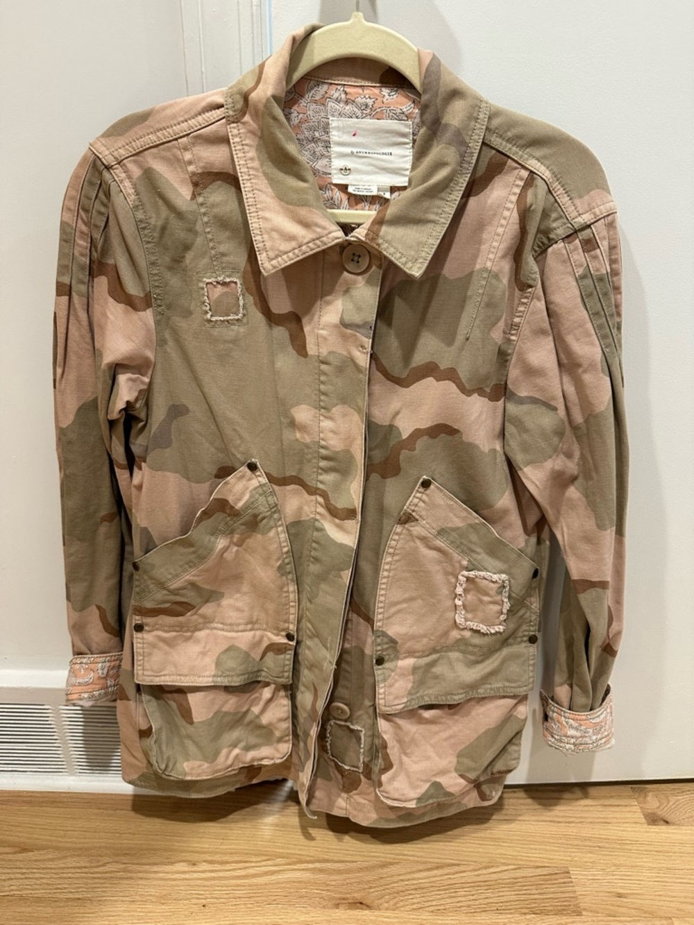 Anthropologie Lida Utility Jacket in pink camo